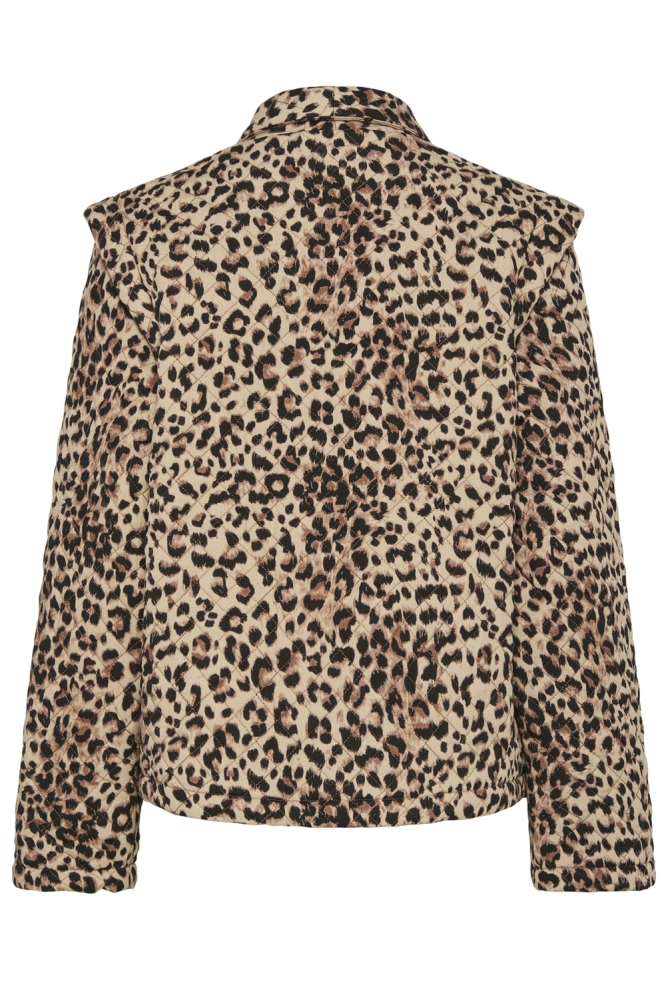 PCSAROLINE SHORT PRINTED JACKET 17156101 TANNIN/LEOPARD